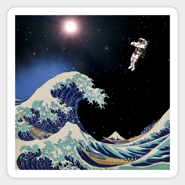 The Great Wave - Cosmonaut Sticker by creativewrld